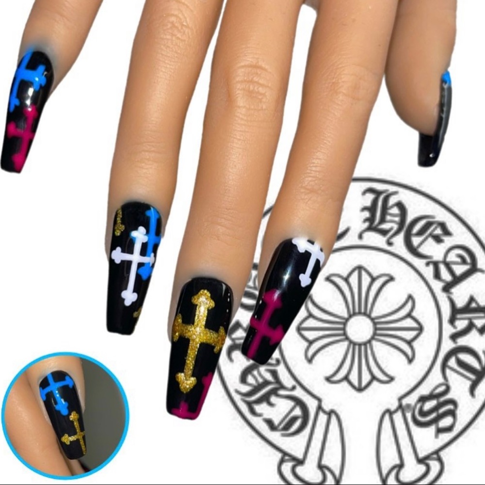 Chrome Hearts Inspired Press On Nail Set